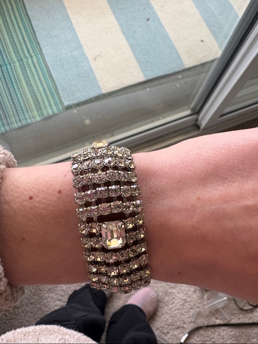 Crystal Wide Statement Bracelet - Clear